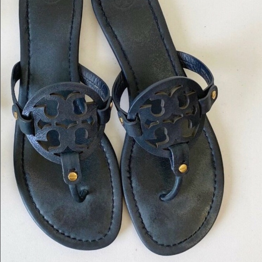 Tory Burch Miller Bright Navy Blue Sandals Shoes